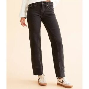 We The Free People Jeans Risk Taker High Rise Straight Black 32 Short Raw Hem